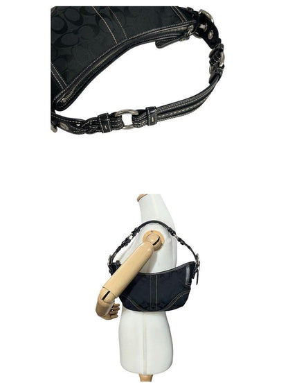 COACH Shoulder Bag Purse 6266 Canvas Leather Black Authentic