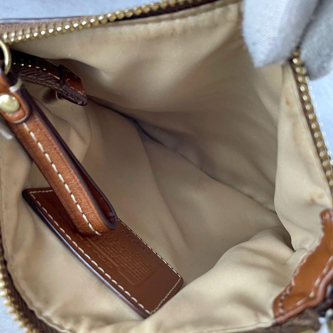 COACH Shoulder Bag Purse Signature 10543 Canvas Leather Brown Authentic