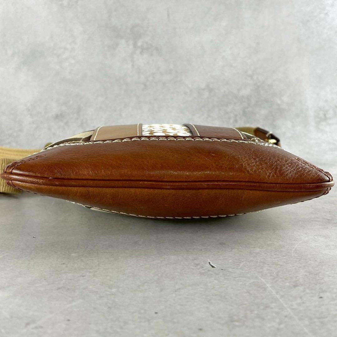 COACH Shoulder Bag Purse Signature 10543 Canvas Leather Brown Authentic