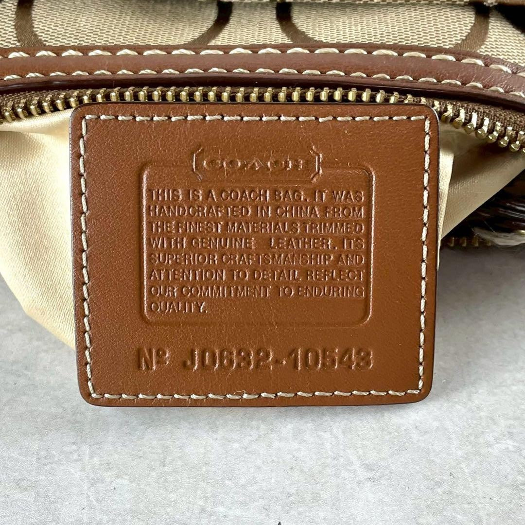 COACH Shoulder Bag Purse Signature 10543 Canvas Leather Brown Authentic