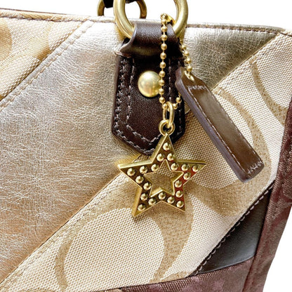 COACH Hand Bag Tote Purse Patchwork 17614 Leather Brown Authentic