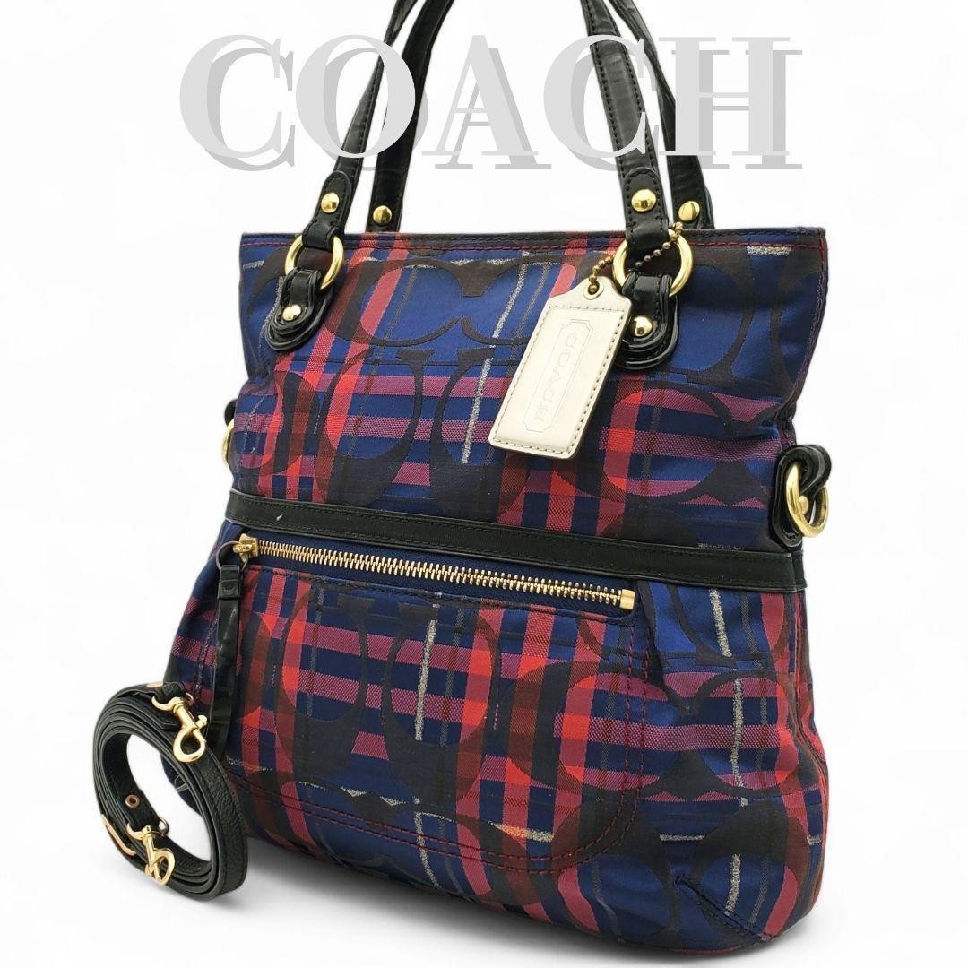 COACH Hand Shoulder Bag Tote Purse 2way Signature 21139 Authentic