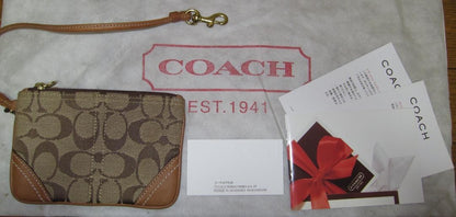 COACH Shoulder Bag Purse Signature Canvas Leather Camel Authentic