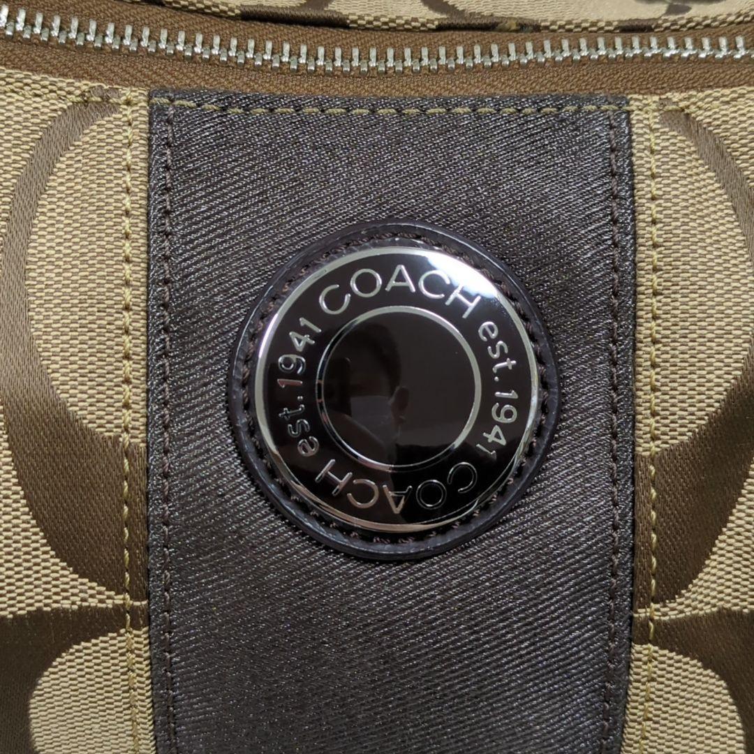 COACH Shoulder Bag Purse 2way Signature Canvas Brown Authentic