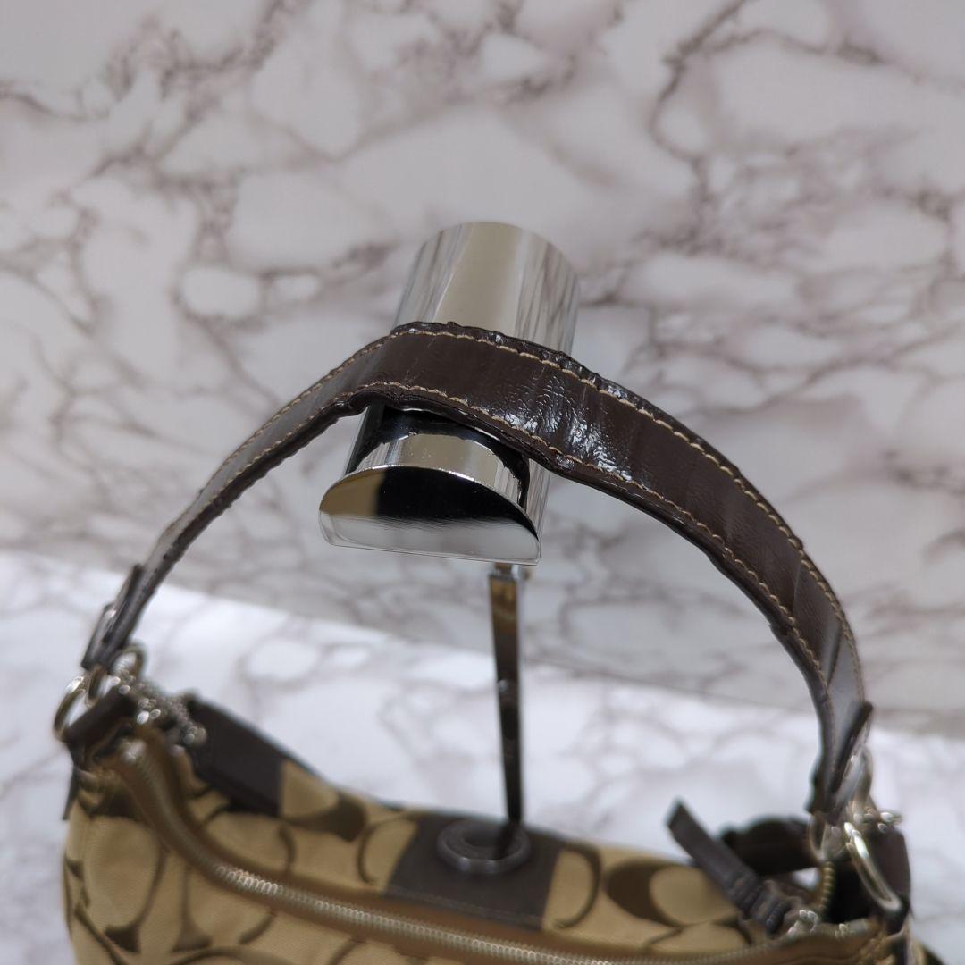 COACH Shoulder Bag Purse 2way Signature Canvas Brown Authentic