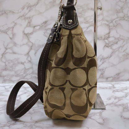 COACH Shoulder Bag Purse 2way Signature Canvas Brown Authentic