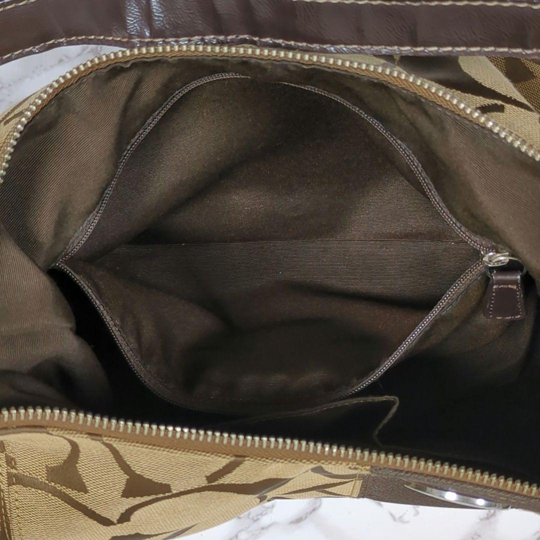 COACH Shoulder Bag Purse 2way Signature Canvas Brown Authentic
