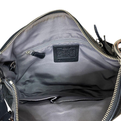 COACH Shoulder Bag Purse Signature Canvas Leather Black Authentic