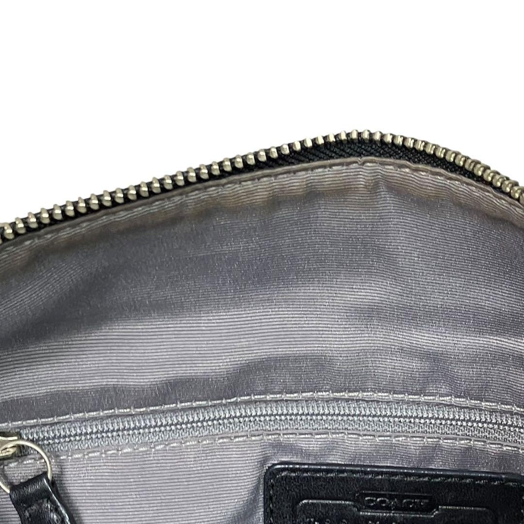 COACH Shoulder Bag Purse Signature Canvas Leather Black Authentic