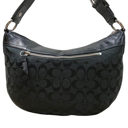 COACH Shoulder Bag Purse Signature Canvas Leather Black Authentic