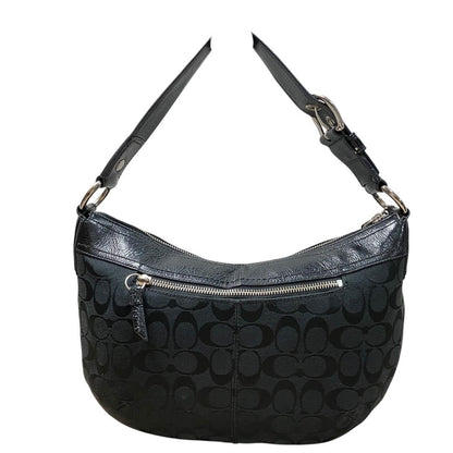 COACH Shoulder Bag Purse Signature Canvas Leather Black Authentic