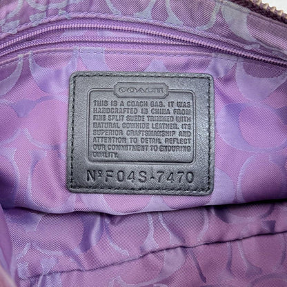 COACH Accessory Pouch Hand Bag Tote Purse Suede Red Purple Authentic