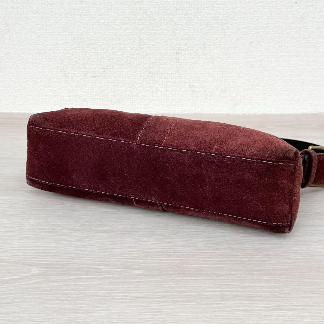COACH Accessory Pouch Hand Bag Tote Purse Suede Red Purple Authentic