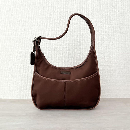 COACH Shoulder Bag Purse Neoprene Ergo Dark Brown Authentic