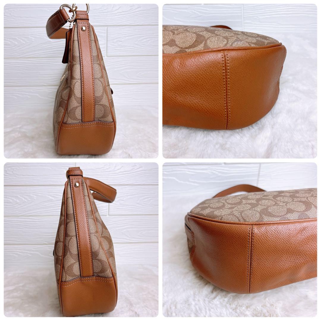 COACH Shoulder Bag Purse Signature PVC Leather Brown Authentic