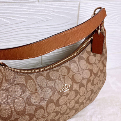 COACH Shoulder Bag Purse Signature PVC Leather Brown Authentic
