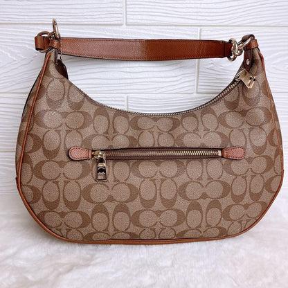 COACH Shoulder Bag Purse Signature PVC Leather Brown Authentic