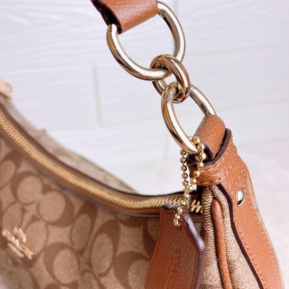 COACH Shoulder Bag Purse Signature PVC Leather Brown Authentic