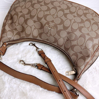 COACH Shoulder Bag Purse Signature PVC Leather Brown Authentic