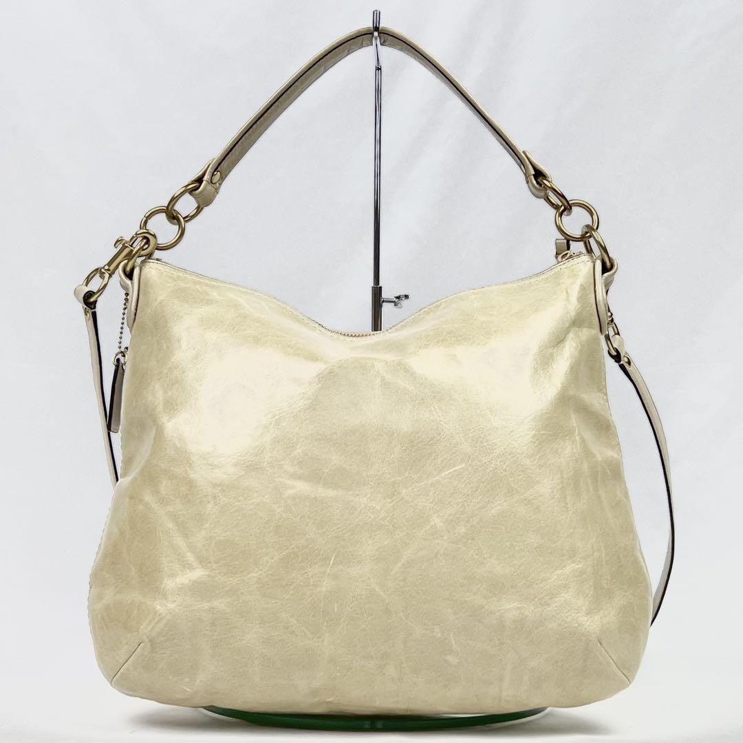 COACH Hand Shoulder Bag Tote Purse 2way Leather Champagne Gold Authentic