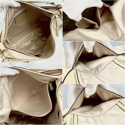 COACH Hand Shoulder Bag Tote Purse 2way Leather Champagne Gold Authentic