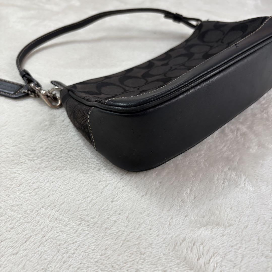 COACH Accessory Pouch Hand Bag Tote Purse Signature Black Authentic