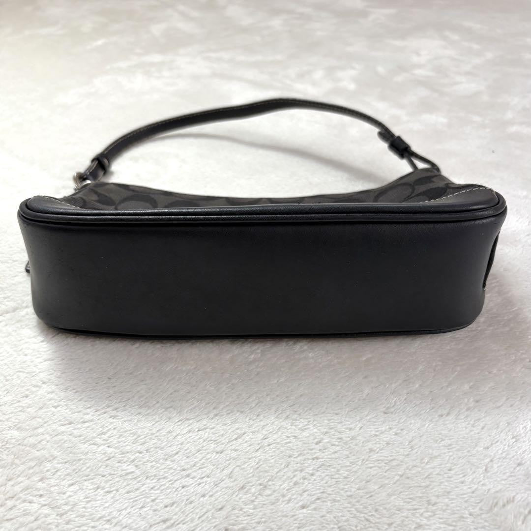 COACH Accessory Pouch Hand Bag Tote Purse Signature Black Authentic