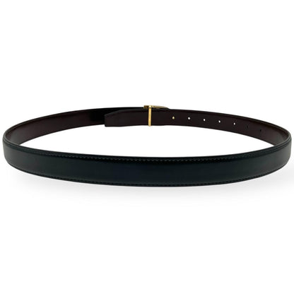 CELINE Men's Belt Horse carriage Gold Black Brown Leather Authentic