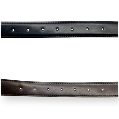 CELINE Men's Belt Horse carriage Gold Black Brown Leather Authentic