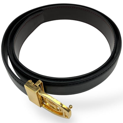 CELINE Men's Belt Horse carriage Gold Black Brown Leather Authentic
