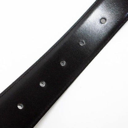 CELINE Men's Belt Horse carriage Black Dark Brown Leather Authentic