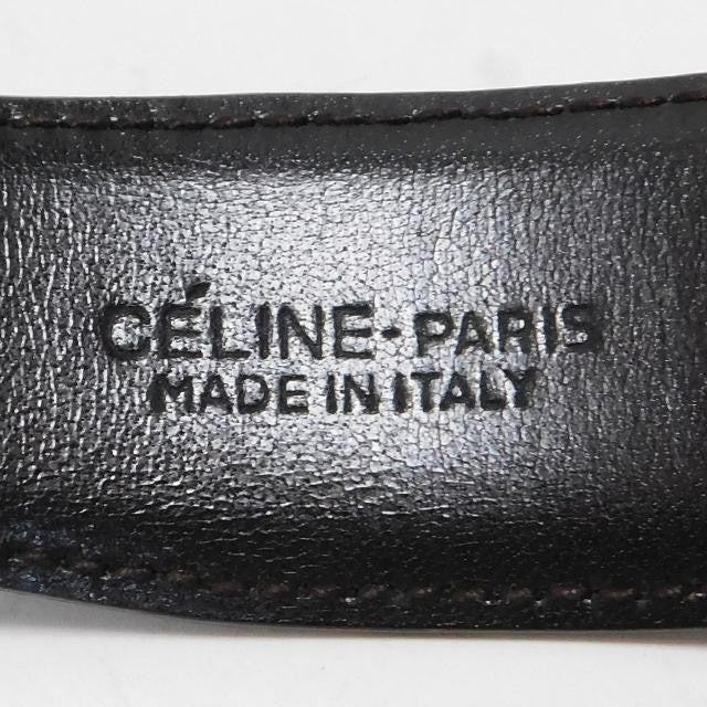 CELINE Men's Belt Horse carriage Black Dark Brown Leather Authentic