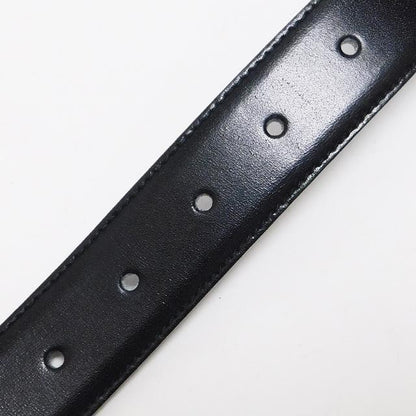 CELINE Men's Belt Horse carriage Black Dark Brown Leather Authentic