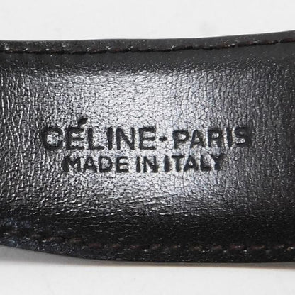 CELINE Men's Belt Horse carriage Black Dark Brown Leather Authentic