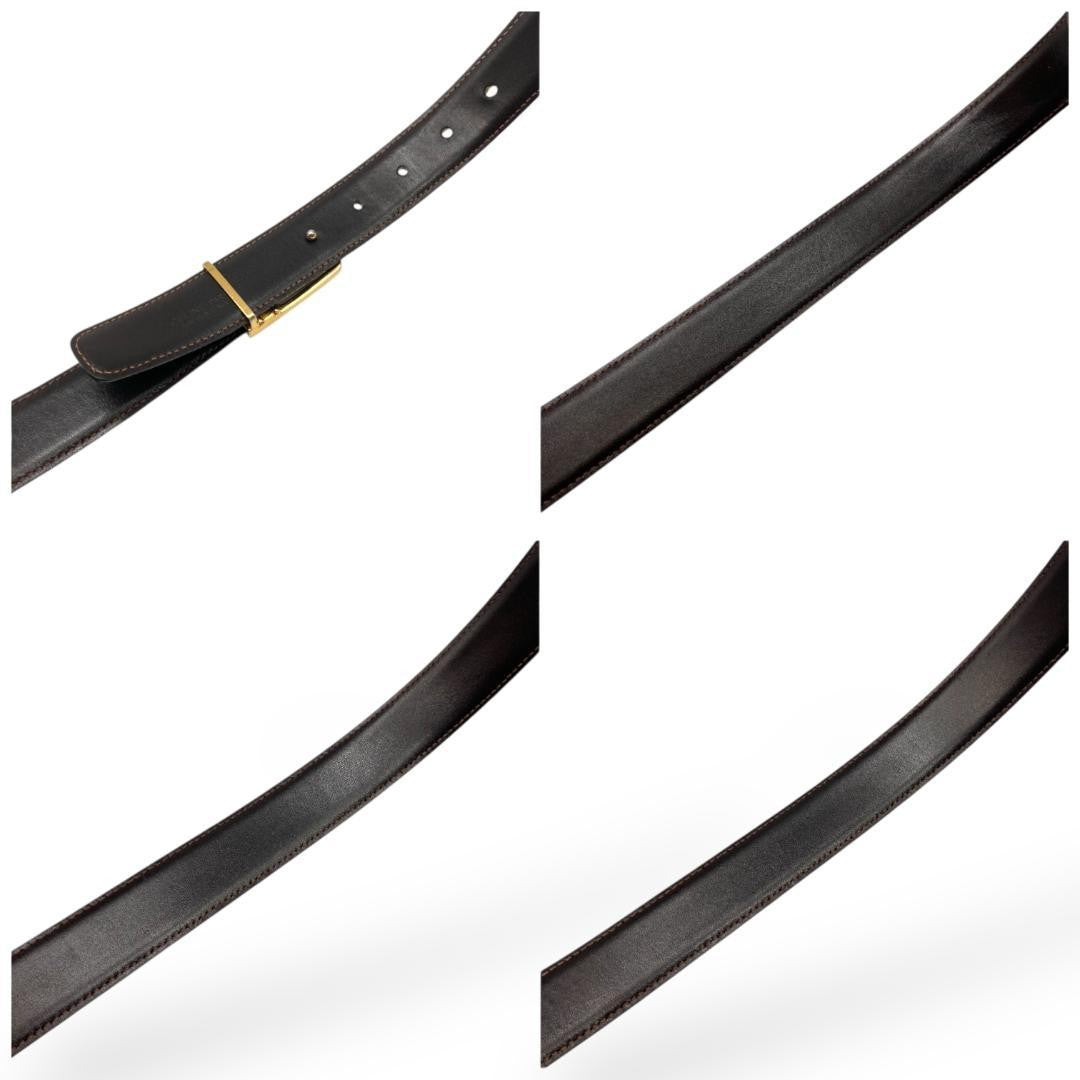 CELINE Men's Belt Macadam Black Gold Leather Authentic