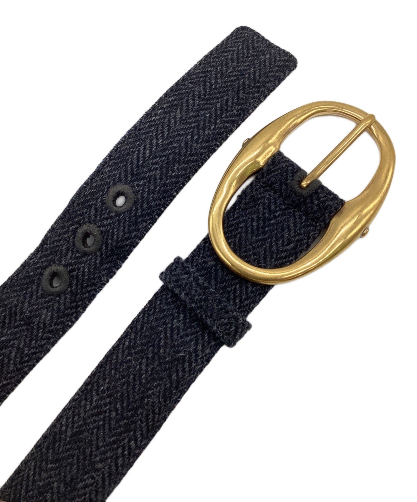 Saint Laurent Men's Belt Wool Leather Gray Authentic