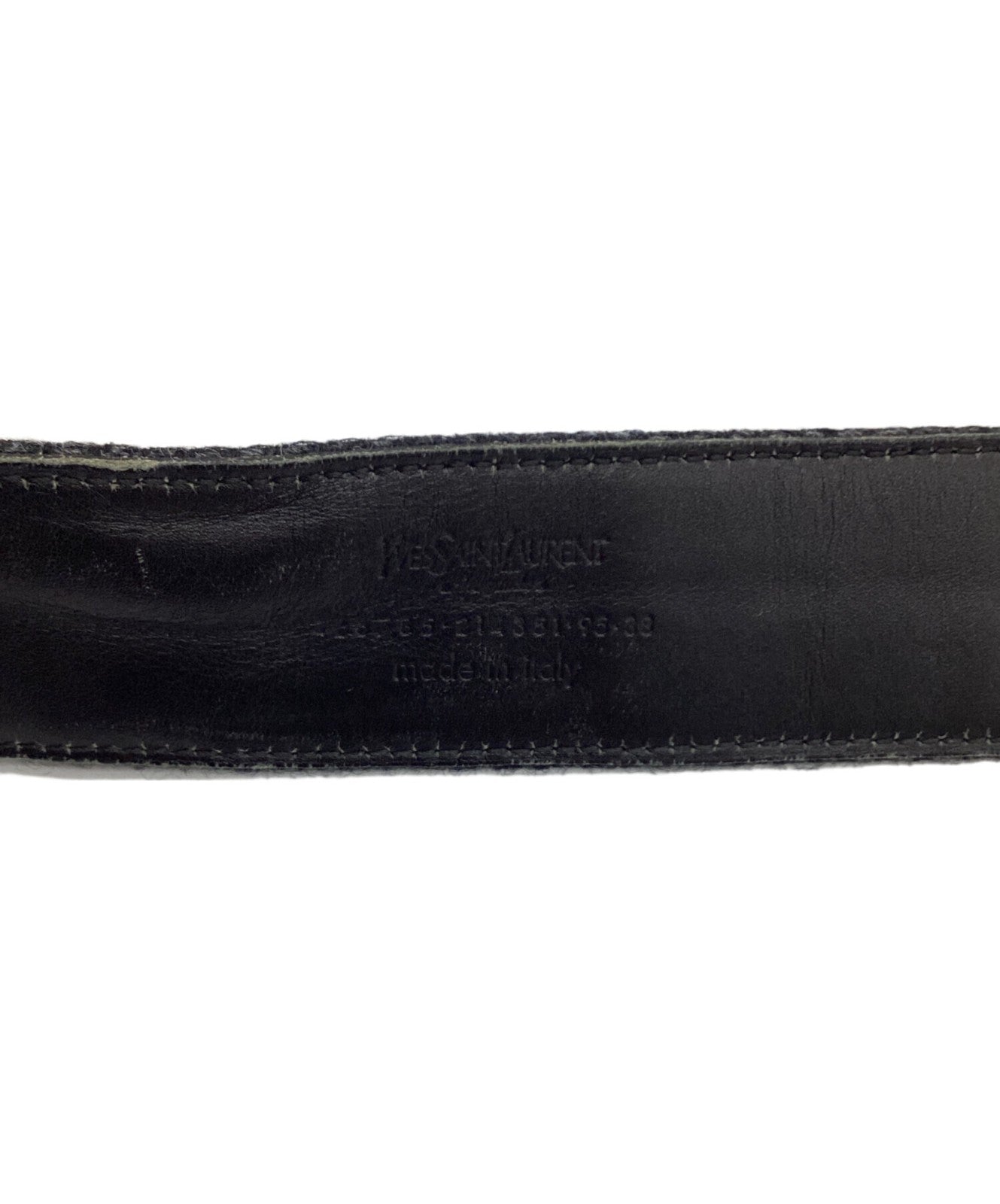 Saint Laurent Men's Belt Wool Leather Gray Authentic