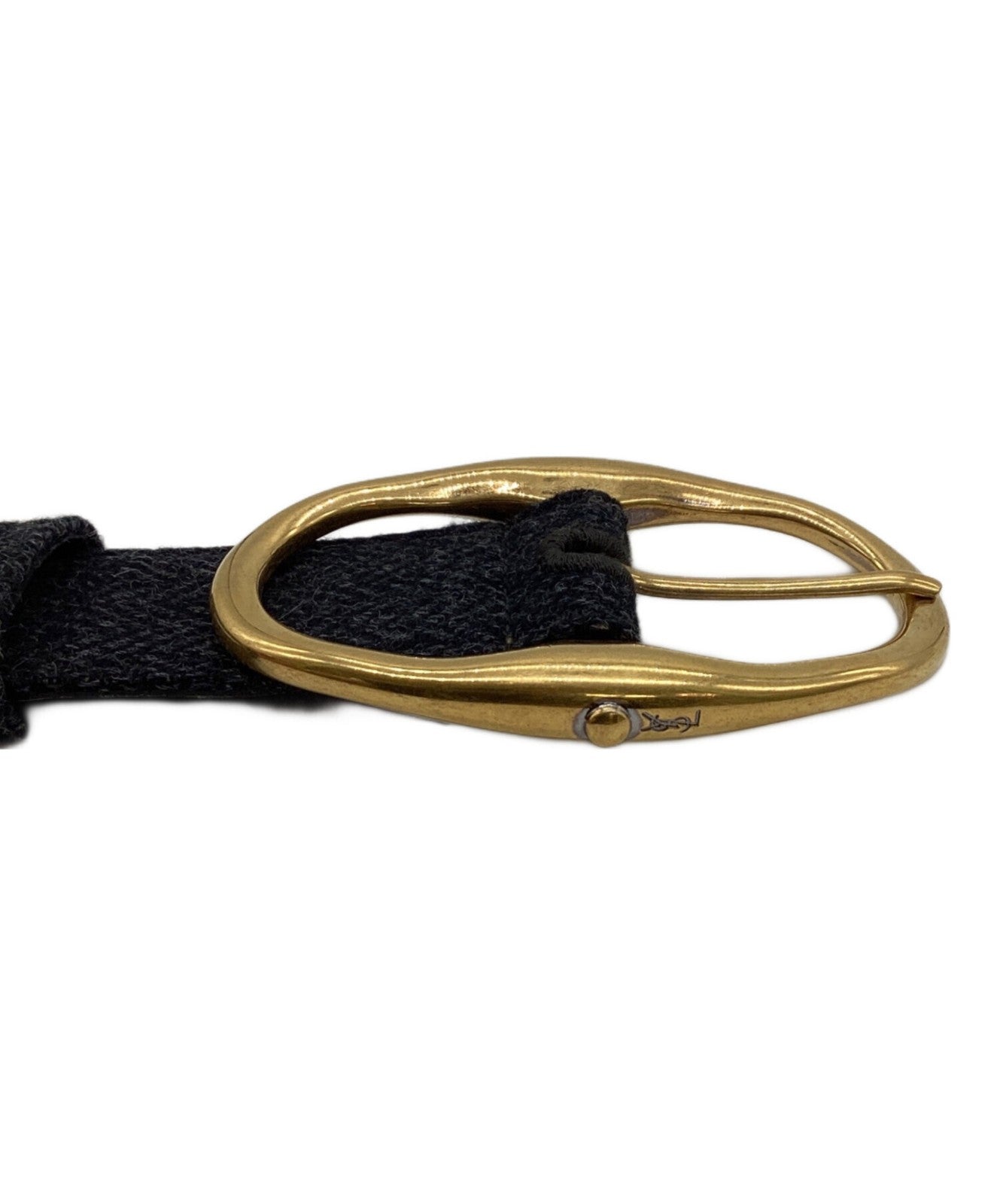 Saint Laurent Men's Belt Wool Leather Gray Authentic