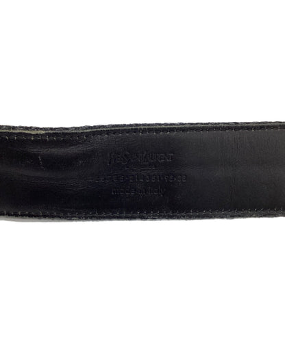 Saint Laurent Men's Belt Wool Leather Gray Authentic