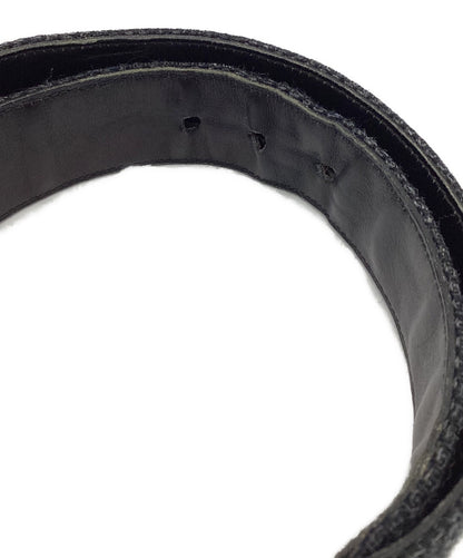 Saint Laurent Men's Belt Wool Leather Gray Authentic