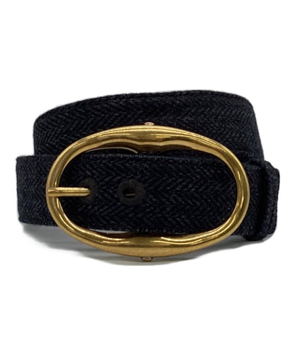 Saint Laurent Men's Belt Wool Leather Gray Authentic