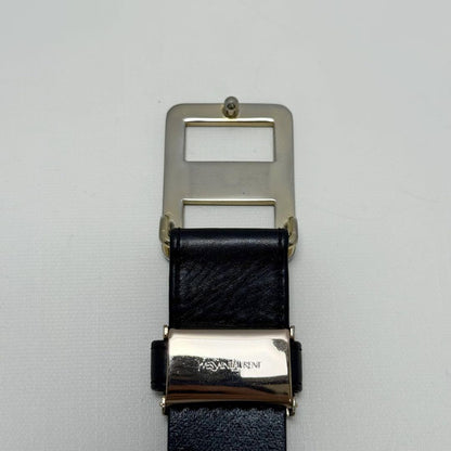 Saint Laurent Men's Belt YSL Cassandra Leather Black Authentic