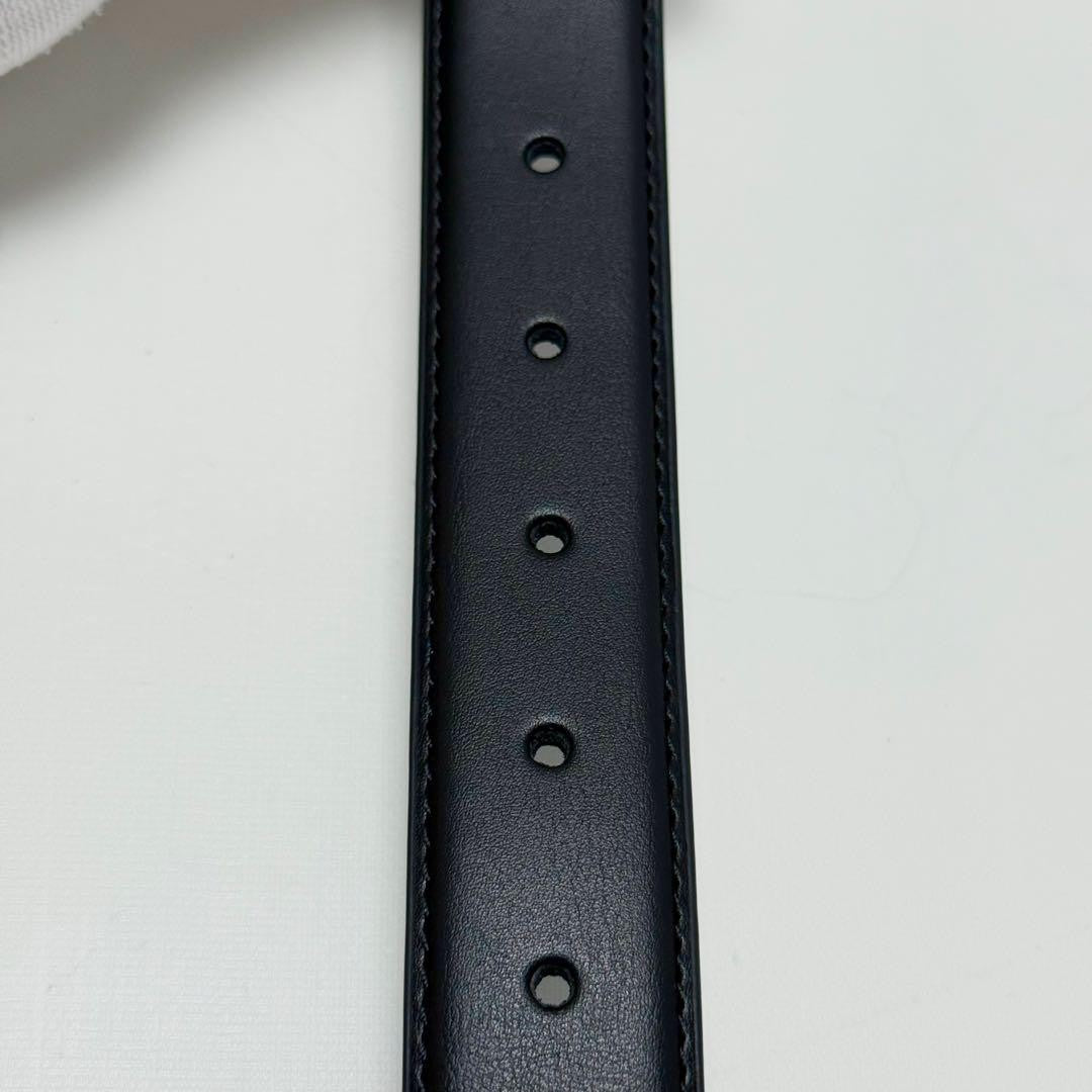 Saint Laurent Men's Belt YSL Cassandra Leather Black Silver Authentic