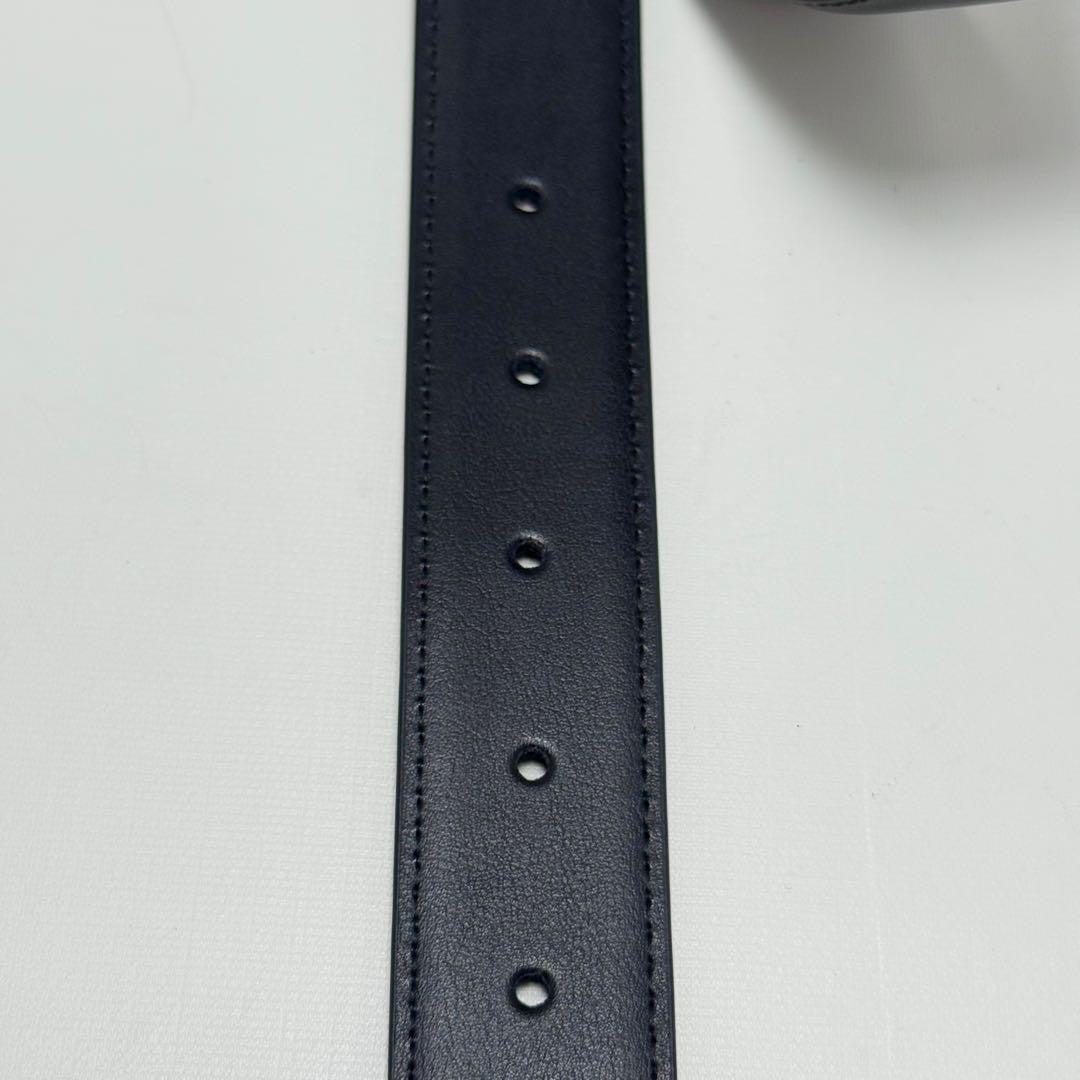 Saint Laurent Men's Belt YSL Cassandra Leather Black Silver Authentic