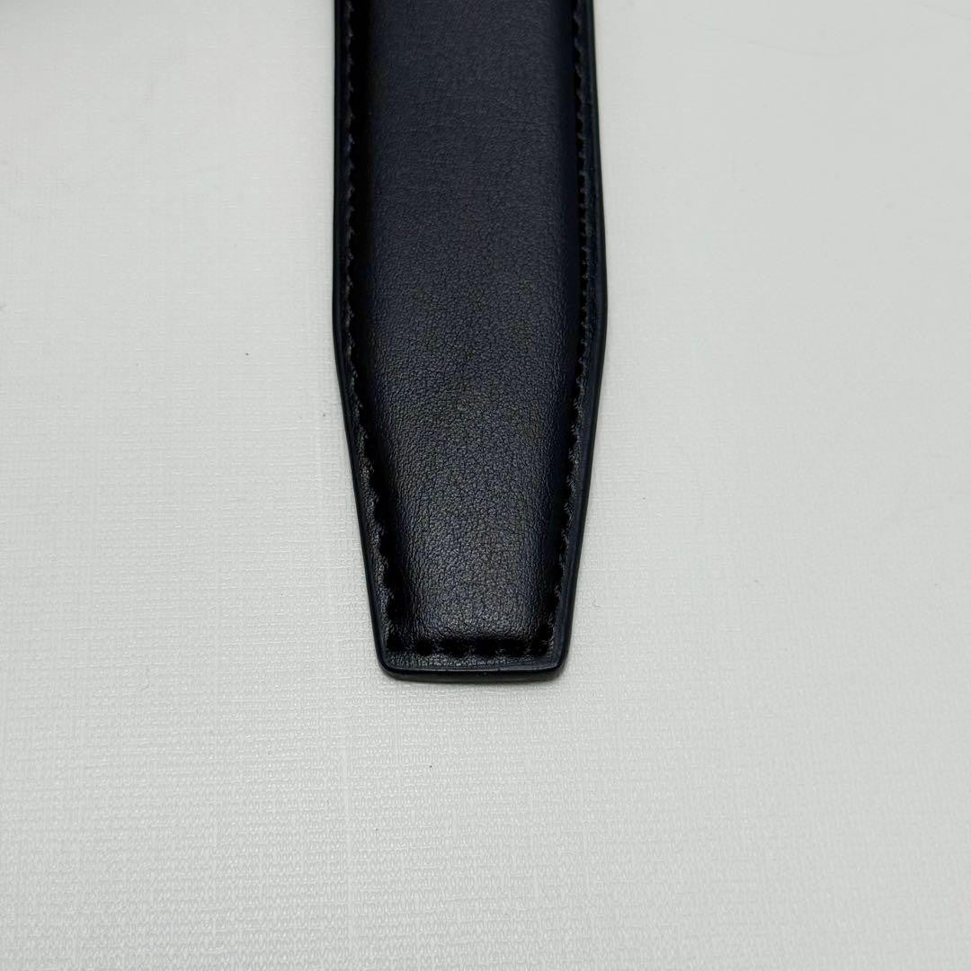 Saint Laurent Men's Belt YSL Cassandra Leather Black Silver Authentic