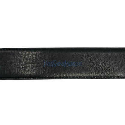Saint Laurent Men's Belt YSL Cassandra Leather Black Authentic