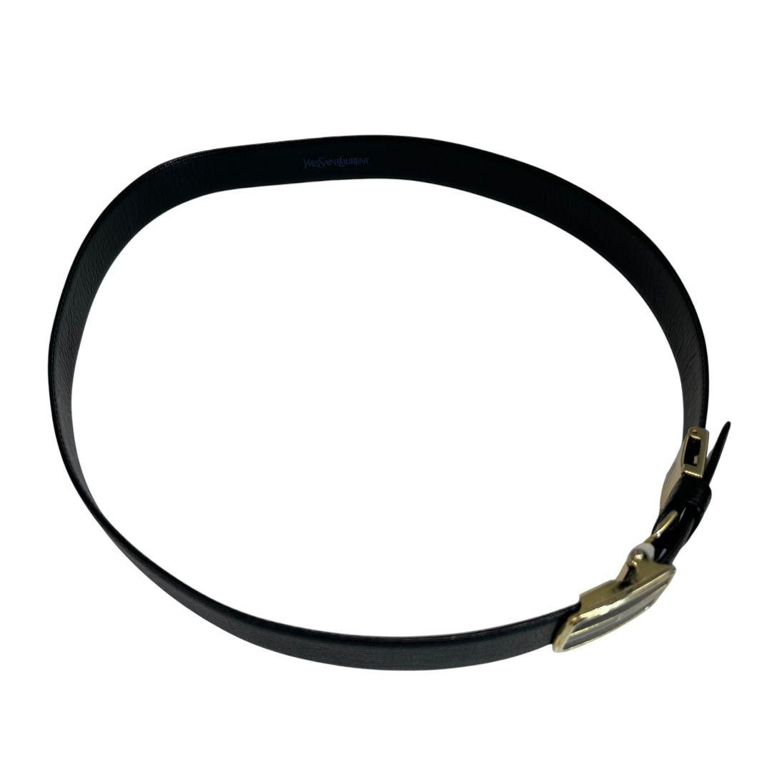 Saint Laurent Men's Belt YSL Cassandra Leather Black Authentic