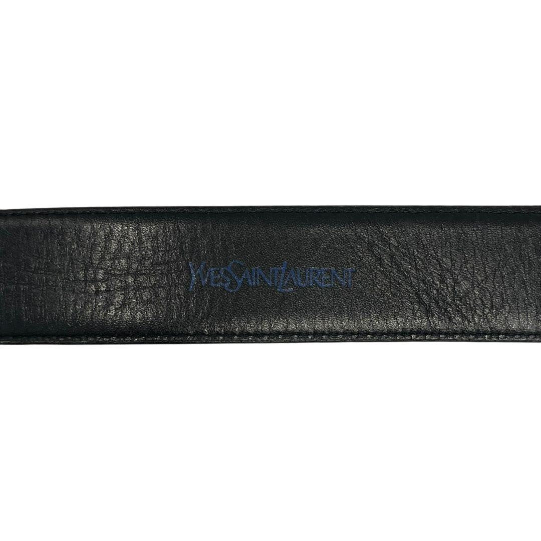 Saint Laurent Men's Belt YSL Cassandra Leather Black Authentic