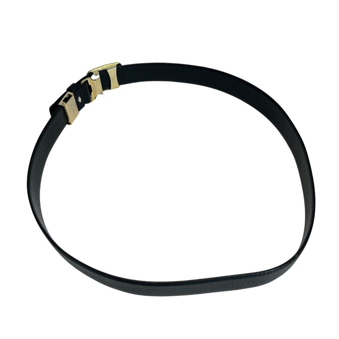 Saint Laurent Men's Belt YSL Cassandra Leather Black Authentic