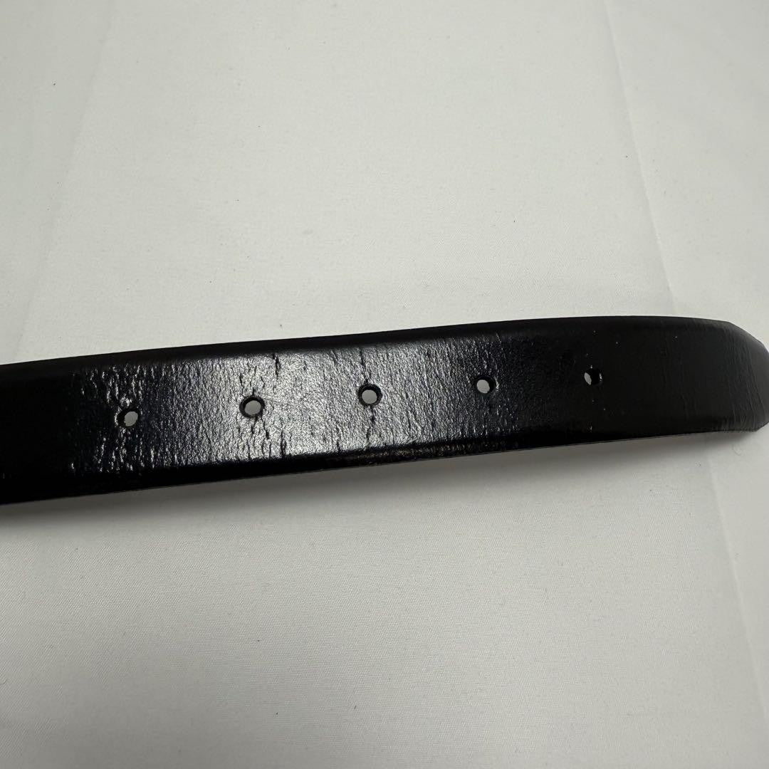 Saint Laurent Men's Belt Logo Leather Black Gold Authentic